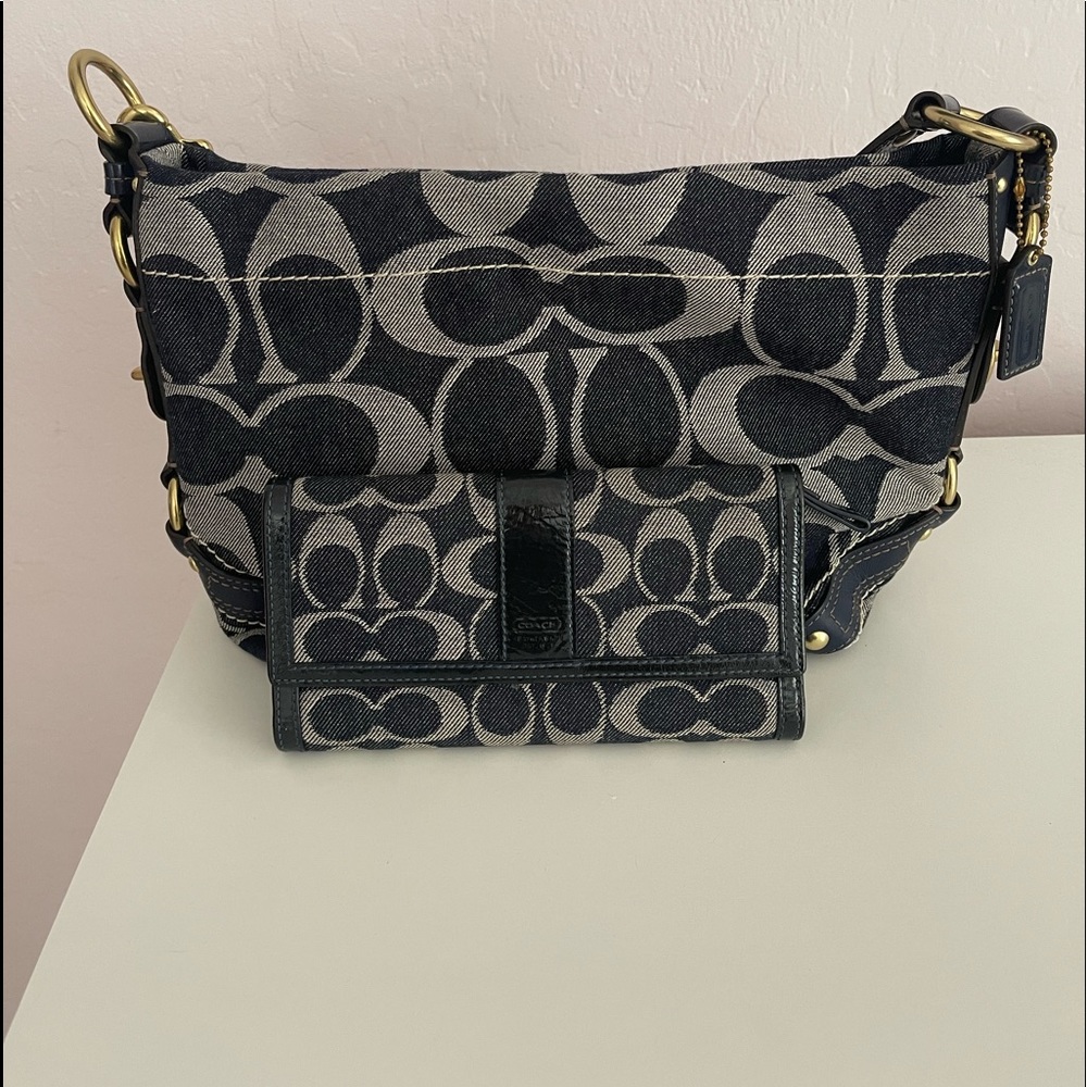 Coach Denim Shoulder Bag & Wallet